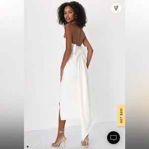 Fabulous Phenomenon White Strapless Bow Midi Dress